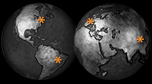 Globes Illustration Showing Slate Source Locations